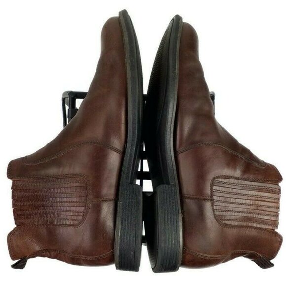 Johnston Murphy Cardell Leather Chelsey Ankle Boots Mens Brown 8M Side Gore - Picture 4 of 10